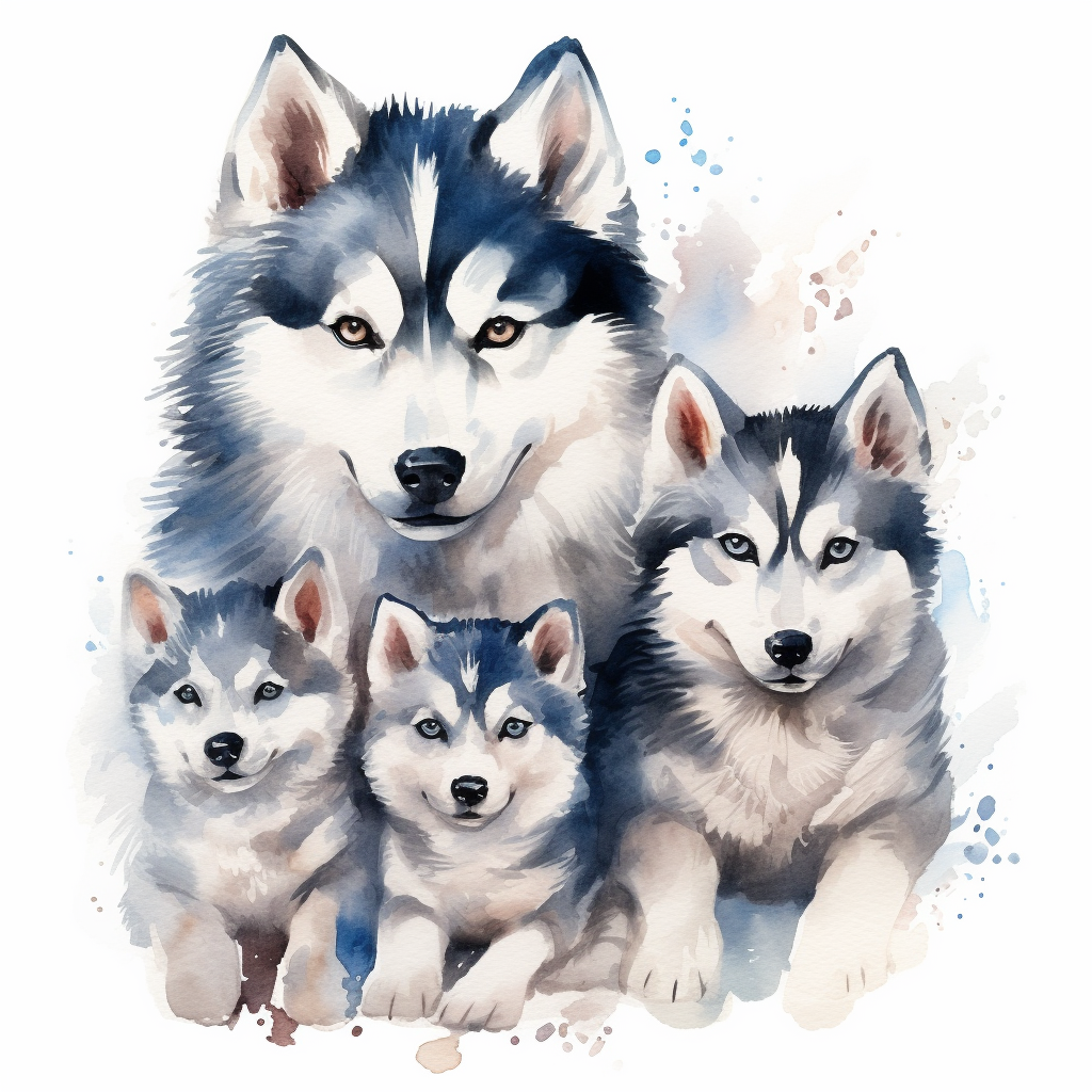 husky puppies clipart