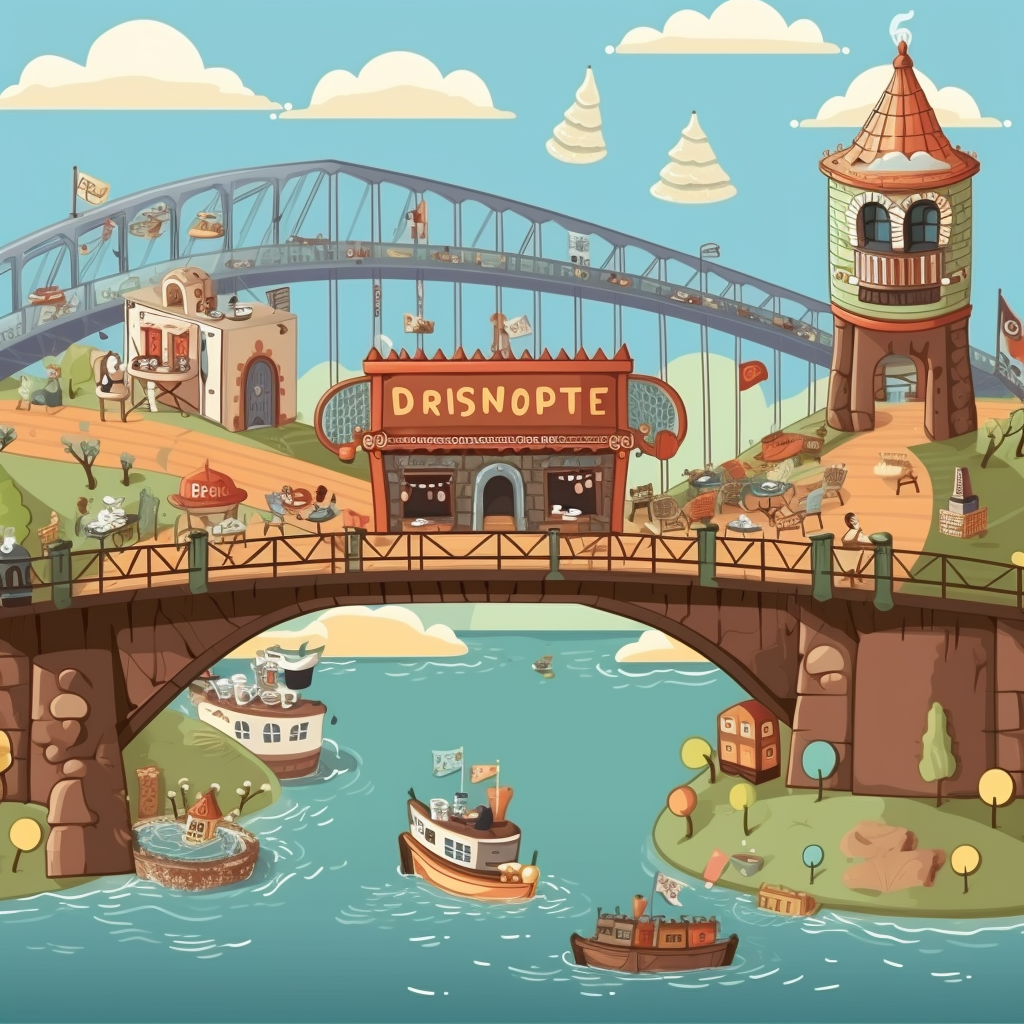 bridge with strong support system and boats