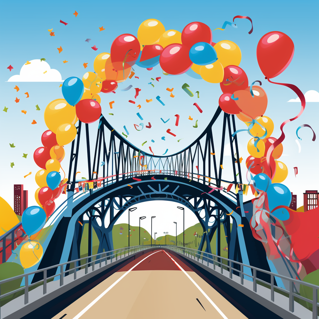 celebration bridge with balloons and love