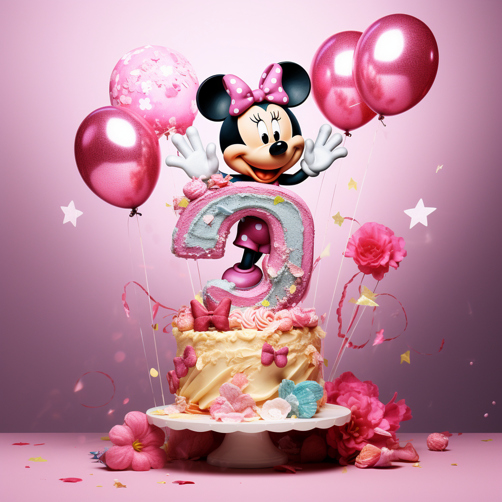 Mickey Mouse cake pink and blue baby girl second bday