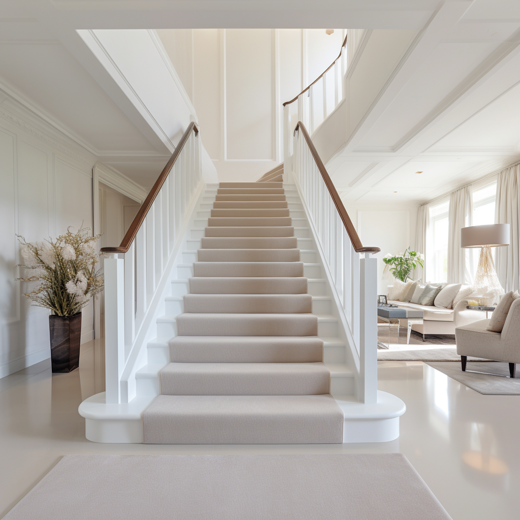 white stair case carpet contemporary home
