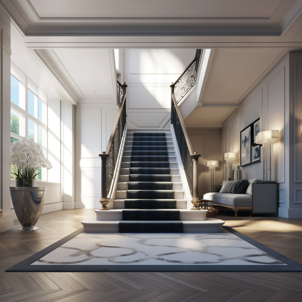 center staircase white and blue color