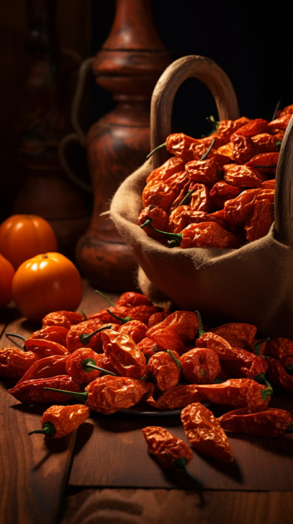 dehydrating habaneros in a basket
