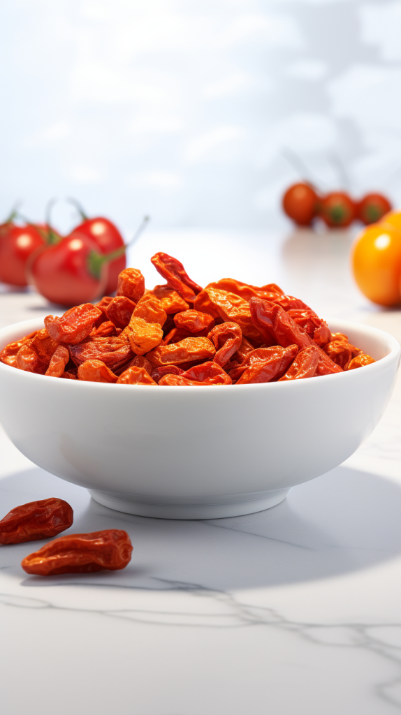 dried peppers in a bowl on a kitchen benchtop