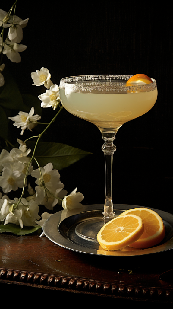 gin and tonic French 75 with a sugared cranberry garnish
