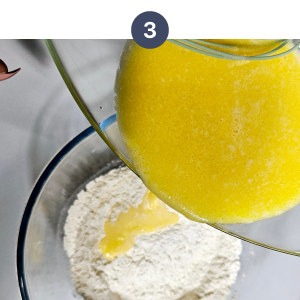 mix wet and dry ingredients