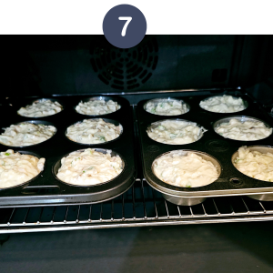 bake muffins in a pre-heated oven