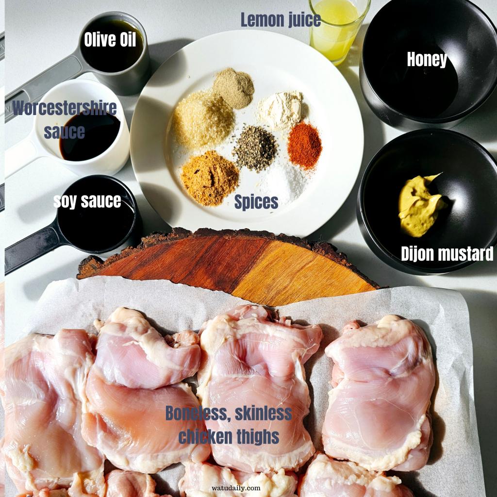 ingerdients for grilled boneless skinless chicken thigh