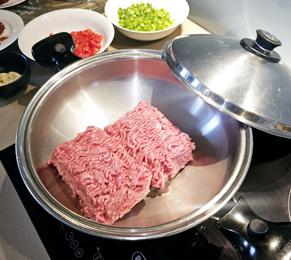 ground beef in a skillet 