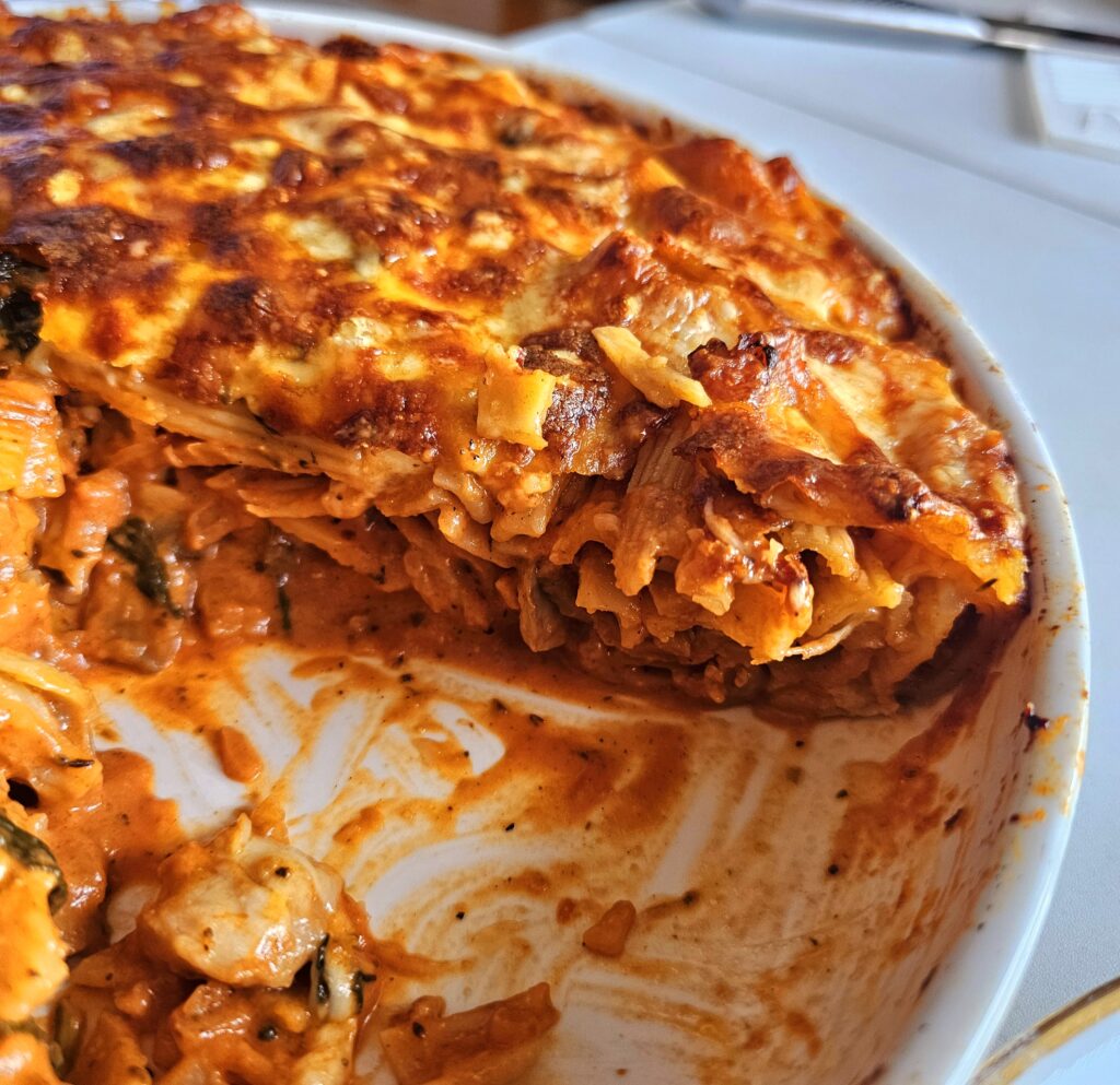 serve and enjoy - chicken pasta bake recipe 