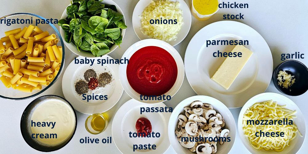 ingredients for the chicken pasta bake 