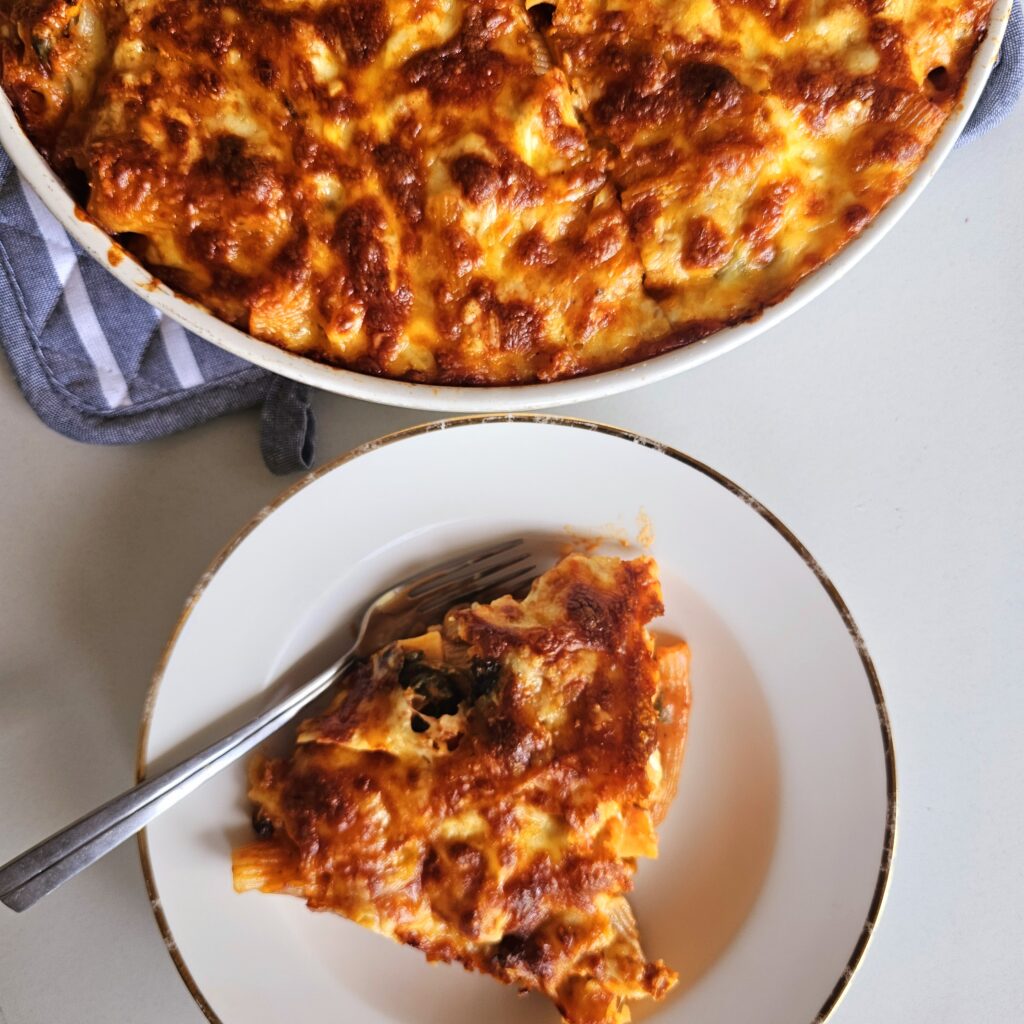 garnish and serve your chicken pasta bake 